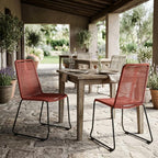 Set of Two 23" Red Metal Outdoor Dining Chair  Warm Home View