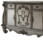 70" Platinum Carved Scrollwork Wood And Polyresin Five Drawer Triple Dresser  Warm Home View