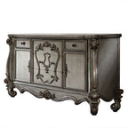 70" Platinum Carved Scrollwork Wood And Polyresin Five Drawer Triple Dresser  Warm Home View