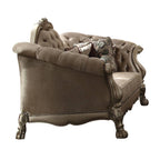 96" Bone Velvet Sofa And Toss Pillows With Gold Legs  Warm Home View