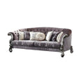 99" Brown Velvet and Solid Wood Curved Sofa With Toss Pillows  Warm Home View