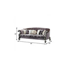 99" Brown Velvet and Solid Wood Curved Sofa With Toss Pillows  Warm Home View