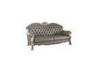 96" Bone Faux Leather Sofa And Toss Pillows With White Legs  Warm Home View