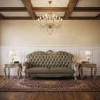 96" Bone Faux Leather Sofa And Toss Pillows With White Legs  Warm Home View