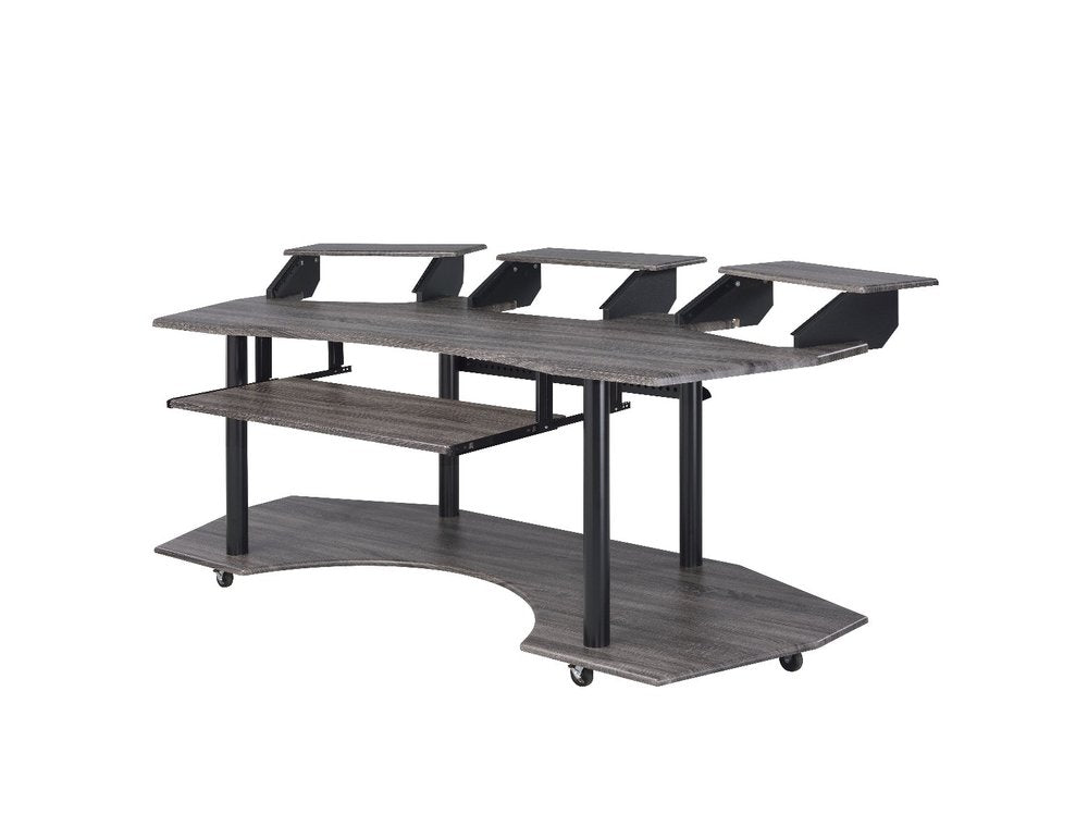 83" Black Music Recording Studio Desk  Warm Home View