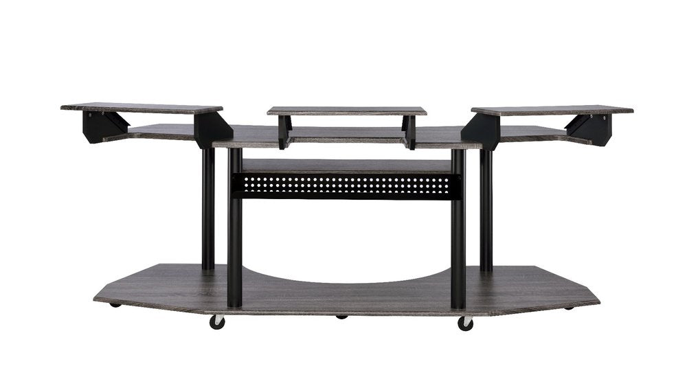 83" Black Music Recording Studio Desk  Warm Home View