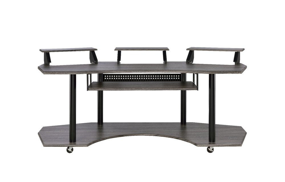 83" Black Music Recording Studio Desk  Warm Home View