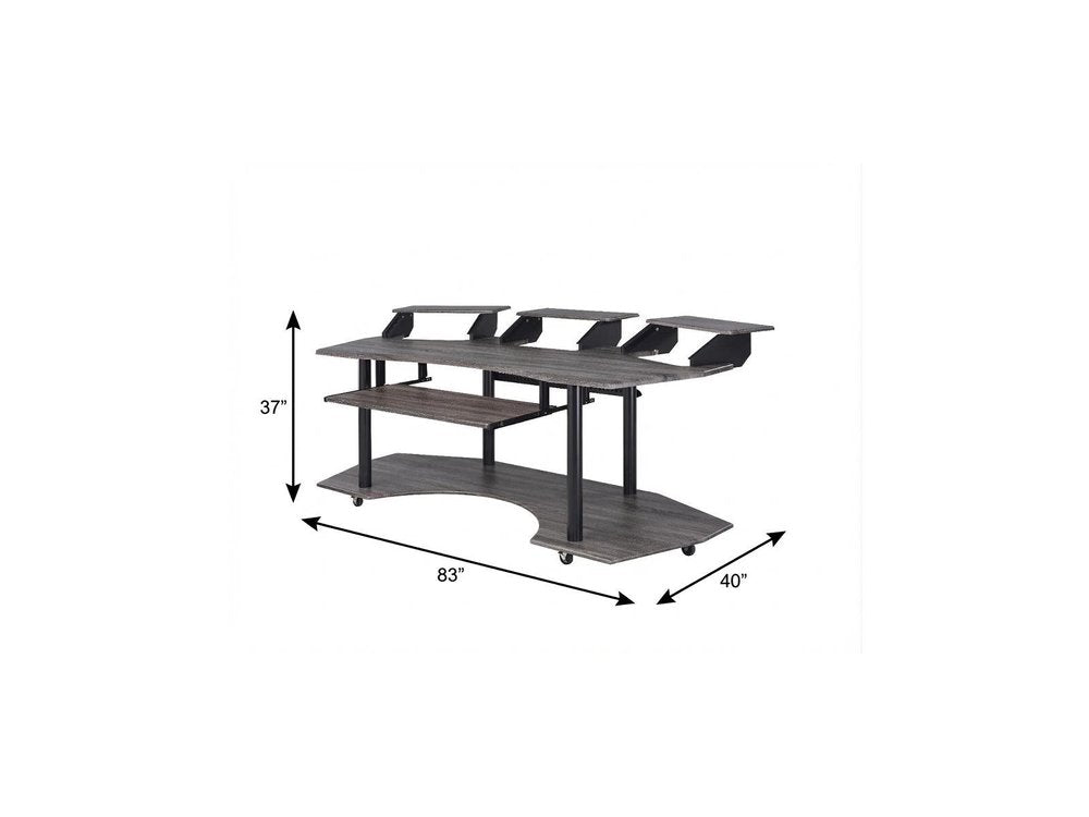 83" Black Music Recording Studio Desk  Warm Home View