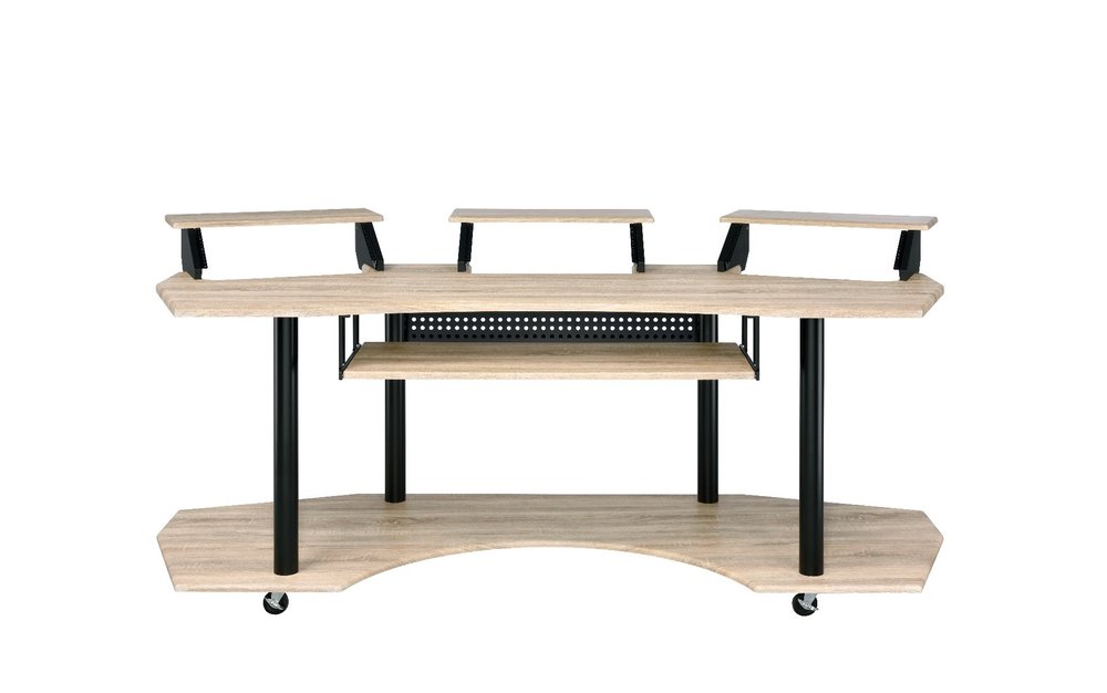 83" Natural and Black Music Recording Studio Desk  Warm Home View