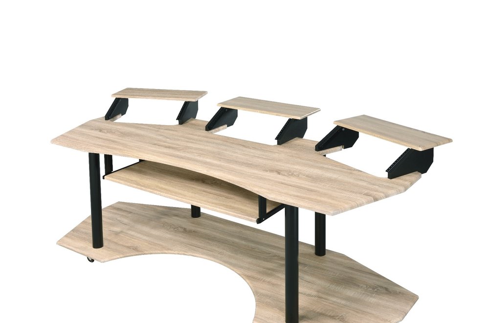 83" Natural and Black Music Recording Studio Desk  Warm Home View
