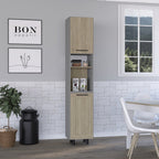 82" Gray And Oak Wood Pantry Or Storage Closet  Warm Home View