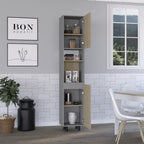 82" Gray And Oak Wood Pantry Or Storage Closet  Warm Home View