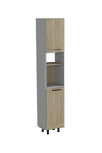 82" Gray And Oak Wood Pantry Or Storage Closet  Warm Home View