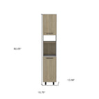 82" Gray And Oak Wood Pantry Or Storage Closet  Warm Home View