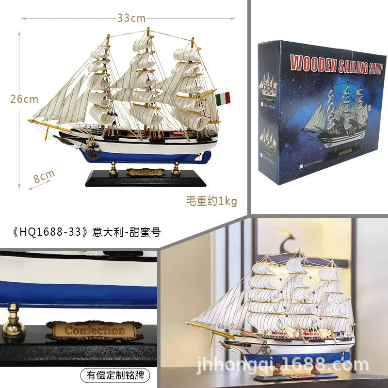 Sailing Ship Model - Real Wood Craft for Home Decor  Warm Home View