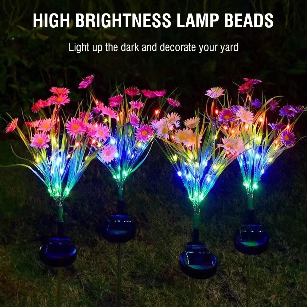 Solar Garden Stake Lights - LED Flower Waterproof, 1-Piece  Warm Home View