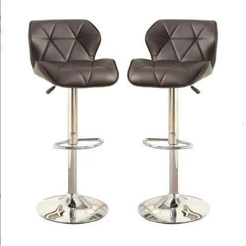 Set of 2 Modern Brown Faux Leather Adjustable Swivel Stools with Chrome Base  Warm Home View