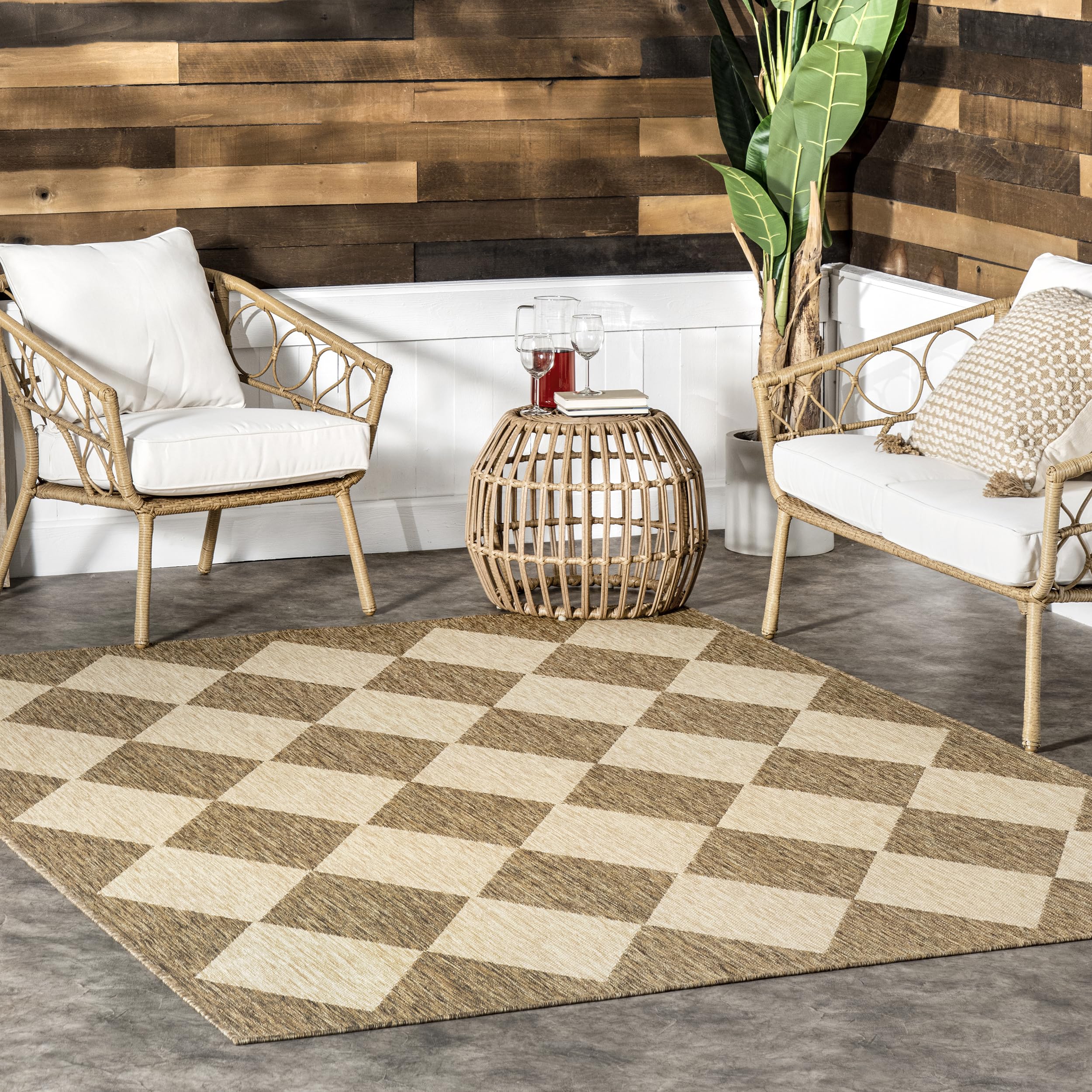 nuLOOM Sabina Diamond Trellis Outdoor Performance Area Rug - Polypropylene, 1-Piece  Warm Home View