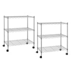 Simple Deluxe 3-Tier Heavy Duty Storage Shelves 750Lb Capacity 24.02" D x 13.78" W x 29.92" H Adjustable Shelving Unit with Wheels Chrome 2 Pack  Warm Home View