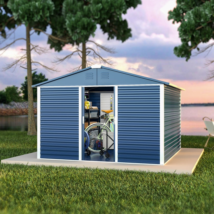 Metal Outdoor Utility Storage Shed - Galvanized Steel, 1-Piece  Warm Home View