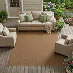 9' X 13' Tan Indoor Outdoor Area Rug  Warm Home View