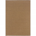 9' X 13' Tan Striped Stain Resistant Indoor Outdoor Area Rug  Warm Home View