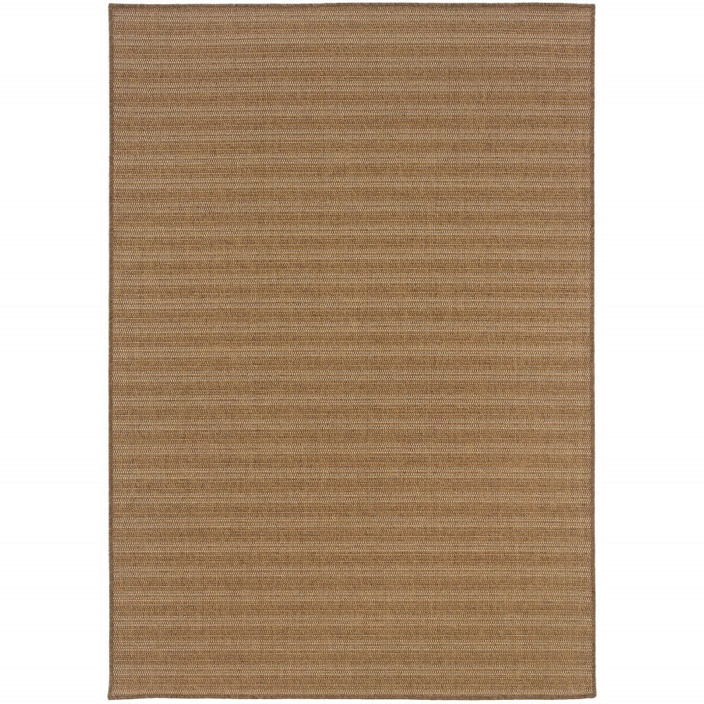 9' X 13' Tan Striped Stain Resistant Indoor Outdoor Area Rug  Warm Home View