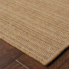 9' X 13' Tan Striped Stain Resistant Indoor Outdoor Area Rug  Warm Home View