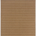 9' X 13' Tan Striped Stain Resistant Indoor Outdoor Area Rug  Warm Home View