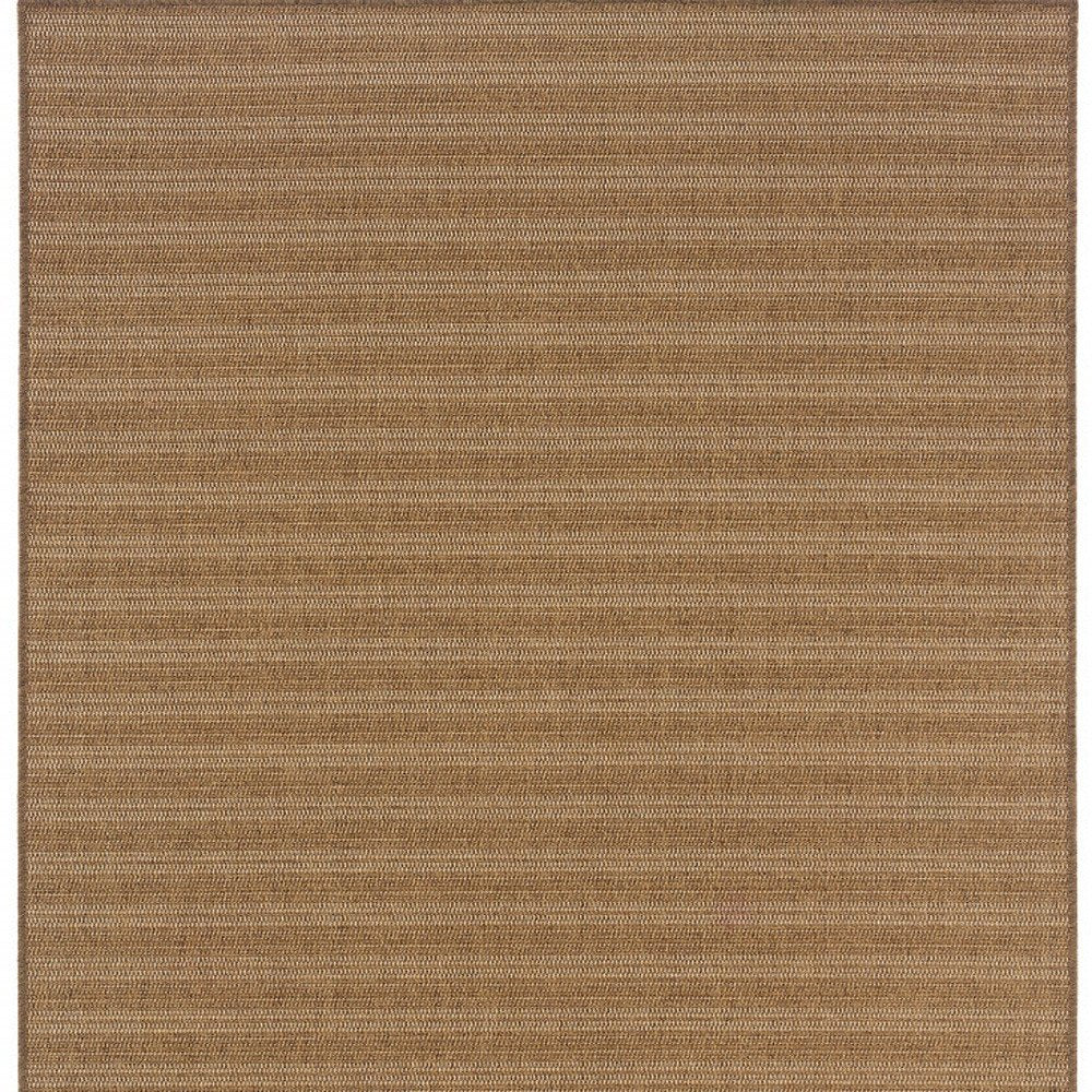 9' X 13' Tan Striped Stain Resistant Indoor Outdoor Area Rug  Warm Home View