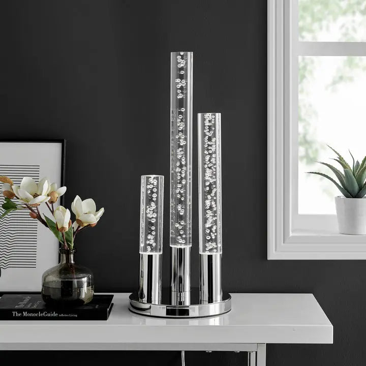 Acrylic Cylinders Table Lamp // 3 Light  Warm Home View