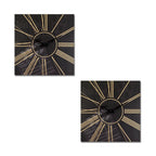 Set of Two Black And Gold Wood Analog Square Cinema Wall Clocks  Warm Home View