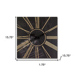Set of Two Black And Gold Wood Analog Square Cinema Wall Clocks  Warm Home View