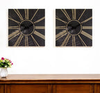 Set of Two Black And Gold Wood Analog Square Cinema Wall Clocks  Warm Home View