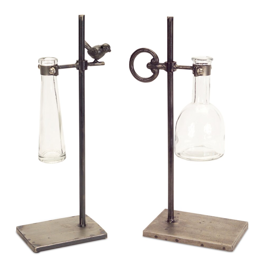 Set of Two Clear and Black Metal and Glass Apothecary Jar  Warm Home View