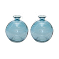Set of Two Blue Glass Round Table Vase  Warm Home View