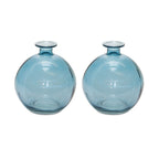 Set of Two Blue Glass Round Table Vase  Warm Home View