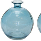 Set of Two Blue Glass Round Table Vase  Warm Home View