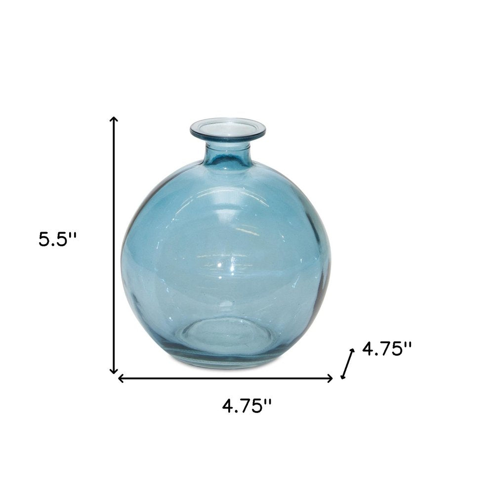Set of Two Blue Glass Round Table Vase  Warm Home View