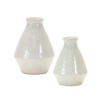 Set of Two White Bud Terracotta Table Vase  Warm Home View
