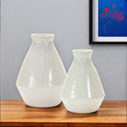 Set of Two White Bud Terracotta Table Vase  Warm Home View