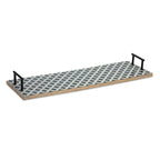 Set of Two Blue Solid Wood Geometric Serving Tray With Handles  Warm Home View