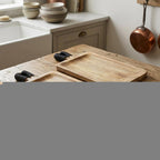 Set of Two Brown Solid Wood Cheese Boards  Warm Home View