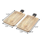 Set of Two Brown Solid Wood Cheese Boards  Warm Home View