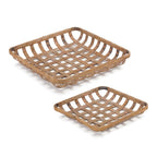 Set of Two Brown Square Bamboo Vanity Tray  Warm Home View