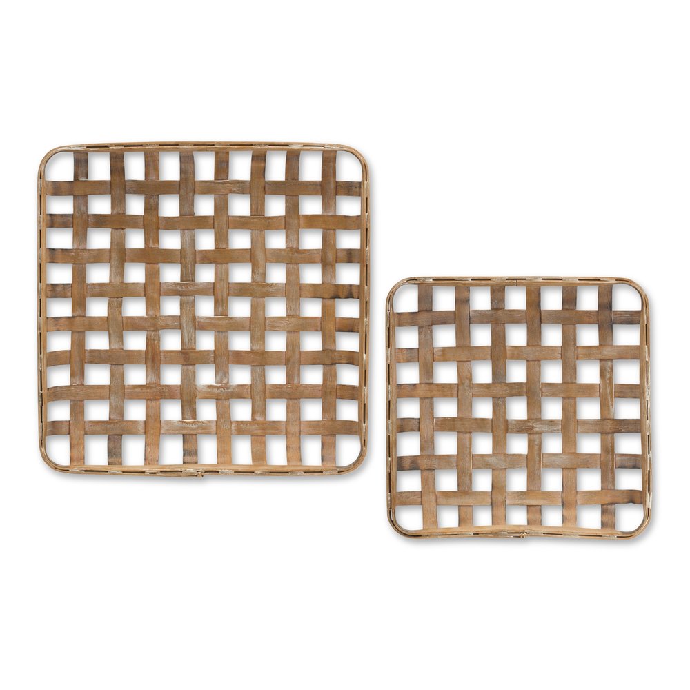 Set of Two Brown Square Bamboo Vanity Tray  Warm Home View