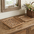 Set of Two Brown Square Bamboo Vanity Tray  Warm Home View