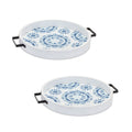 Set of Two Blue Round Solid Wood Vanity Tray With Handles  Warm Home View