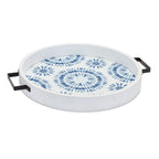 Set of Two Blue Round Solid Wood Vanity Tray With Handles  Warm Home View