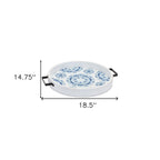 Set of Two Blue Round Solid Wood Vanity Tray With Handles  Warm Home View